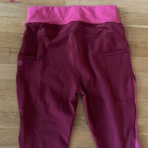 POP Fit Vibrant Pink and Deep Red Leggings, Like new